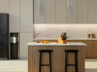 modern minimalist kitchen built in spice shelves
