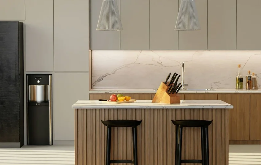 modern minimalist kitchen built in spice shelves