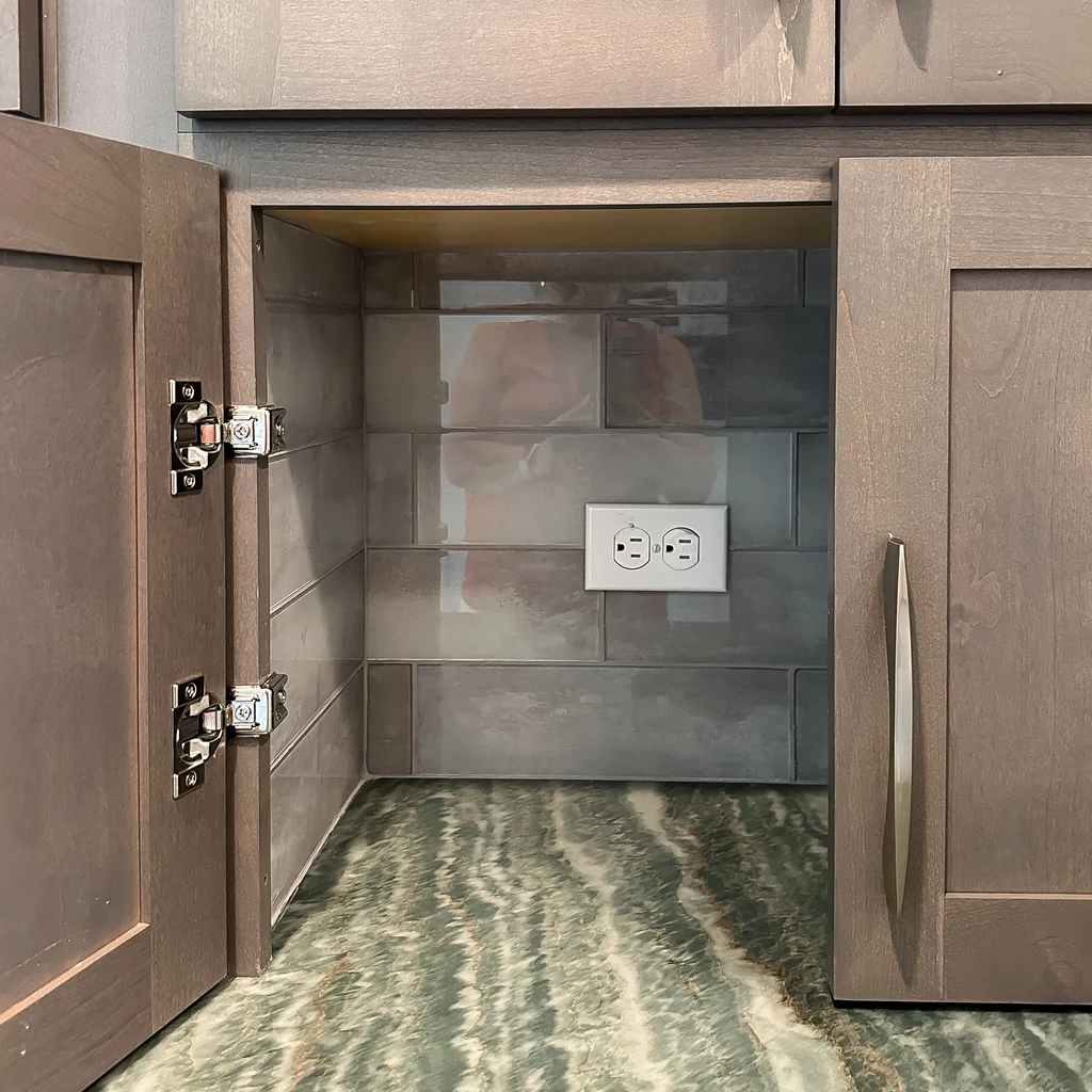 The Best Kitchen Storage Ideas for Denver Homeowners in 2026 15 open kitchen cabinet interior glass tile backsplash