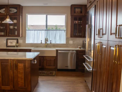 Burnished Grain Kitchen 16 kitchen-farmhouse-sink-stainless-dishwasher-walnut-floor-to-ceiling-cabinets